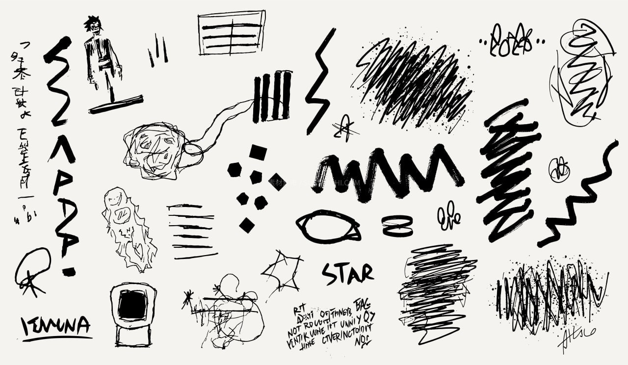 100+涂鸦手账装饰AI矢量素材